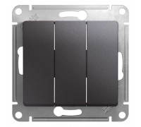 Выключатель трехклавишный Schneider Electric Glossa 10A 250V графит GSL001331